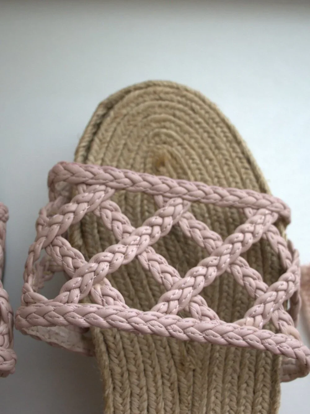 SCHUTZ Pink Braided Lace-Up Espadrille Flatform Sandals Size 8B